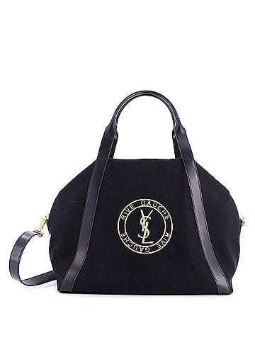 Saint Laurent Rive Gauche Bowling Bag Embroidered Canvas (view 1)