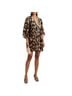 Ganni 100% Polyester Leopard Print Tan Black Casual Dress Size XS - photo 1