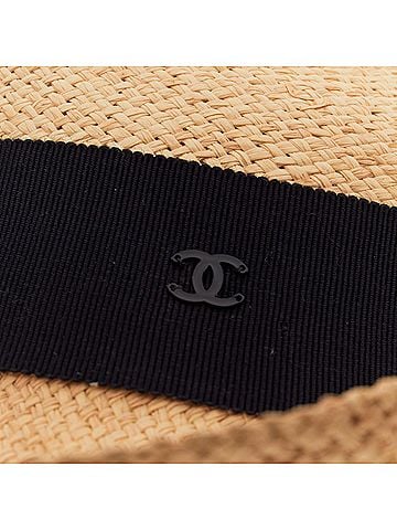 Chanel Chanel straw raffia grosgrain ribbon trilby hat (view 2)
