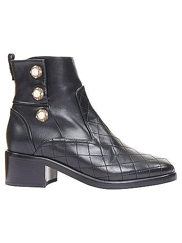Chanel Chanel lamb quilted pearl button ankle boots (view 1)