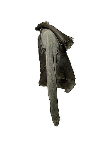 Rick Owens Rick Owens Frayed Organza Cardigan in Grey Silk (view 2)