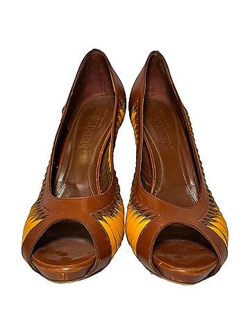 Alexander McQueen Alexander McQueen Colorblock Pumps in Brown Leather (view 2)