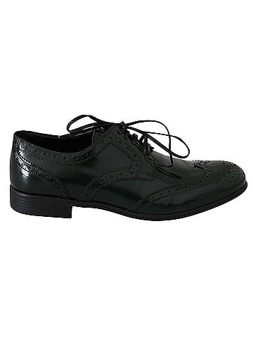 Dolce & Gabbana Basic Green Leather Broque Oxford Wingtip Women's Shoes (view 1)