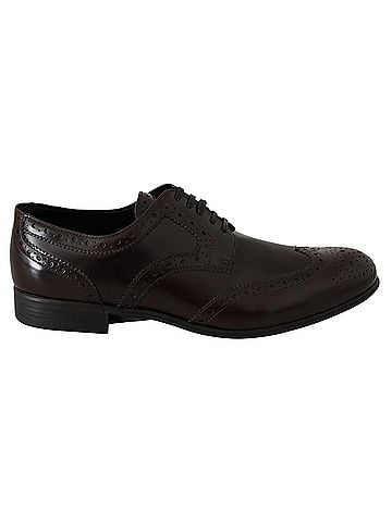 Dolce & Gabbana Basic Brown Leather Broques Oxford Wingtip Women's Shoes (view 1)