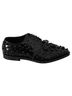 Dolce & Gabbana Basic 100% Leather Solid Black Black Leather Crystals Dress Broque Women's Shoes Size 8 1/2 - photo 1
