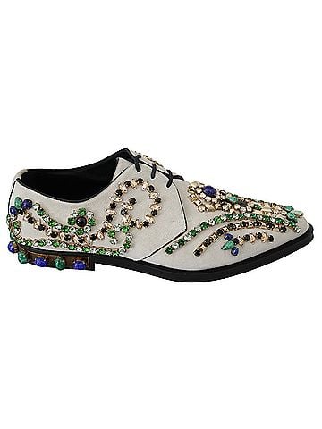 Dolce & Gabbana Basic White Suede Crystal Dress Broque Women's Shoes (view 1)