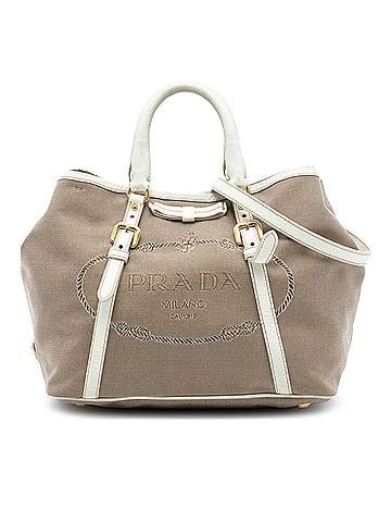 Prada Canvas Canapa Logo Bow Satchel (view 1)