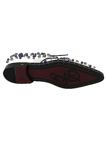 Dolce & Gabbana Basic White Leather Crystals Dress Broque Women's Shoes (view 2)