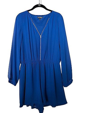 Express Blue Zippered Romper Romper (view 1)
