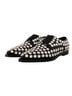 Dolce & Gabbana Basic 100% Leather Solid Black Black Leather Crystals Lace Up Formal Women's Shoes Size 10 1/2 - photo 2