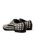 Dolce & Gabbana Basic 100% Leather Solid Black Black Leather Crystals Lace Up Formal Women's Shoes Size 10 1/2 - photo 3