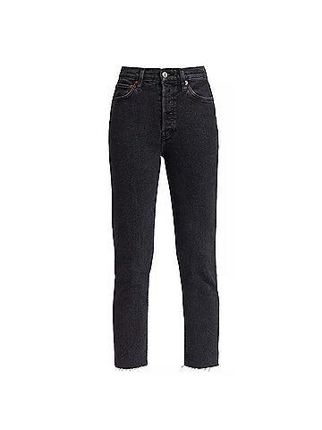 RE/DONE RE/DONE 90's High Rise Ankle Crop Black Jean (view 1)