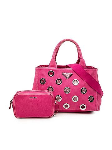 Prada Small Canvas Canapa Grommet Satchel (view 2)
