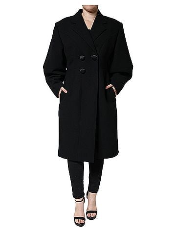 Dolce & Gabbana Basic Black Double Breasted Trench Coat  Jacket (view 1)
