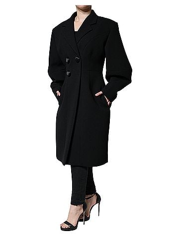 Dolce & Gabbana Basic Black Double Breasted Trench Coat  Jacket (view 2)