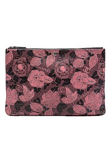 Chanel Large CC Quilted Calfskin Camellia Printed O Case Clutch (view 1)