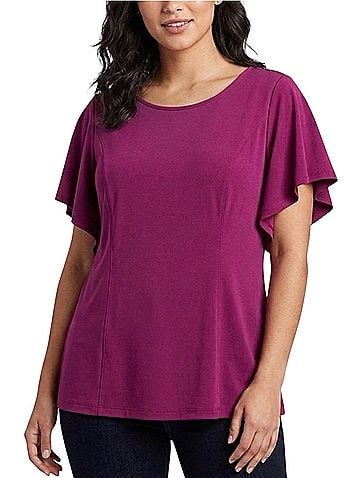 H By Halston VIP Ponte Short Sleeve Blouse (view 1)