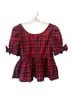 LoveShackFancy 100% Polyester Plaid Red Short Sleeve T-Shirt Size 8 - photo 2