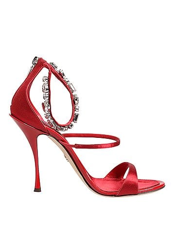 Dolce & Gabbana Basic Red Satin Crystals Keira Sandals Heels Women's Shoes (view 1)
