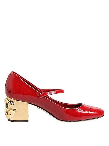 Dolce & Gabbana Basic Red Leather DG Logo Heels Sandals Women's Shoes (view 1)