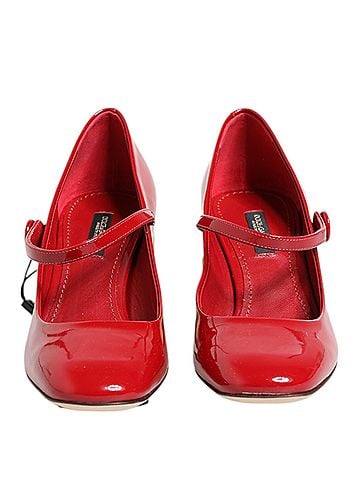 Dolce & Gabbana Basic Red Leather DG Logo Heels Sandals Women's Shoes (view 2)
