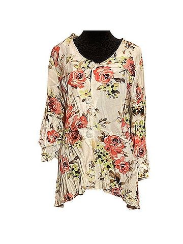 The Pyramid Collection Floral Tunic 3/4 Sleeve Blouse (view 1)