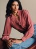 Sézane 100% Silk Pink Multi Color Blouse Size 6 - photo 4