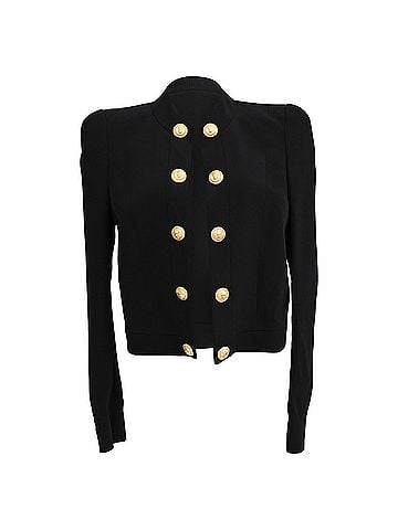 Balmain  Balmain Button-Embellished Open Front Blazer in Black Viscose (view 1)