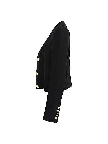 Balmain  Balmain Button-Embellished Open Front Blazer in Black Viscose (view 2)
