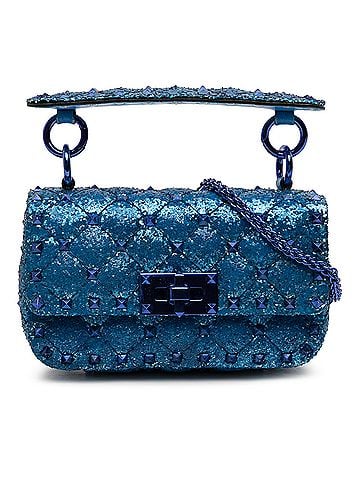 Valentino Mini Glitter Rockstud Spike Satchel (view 1)
