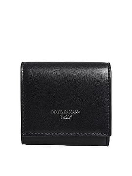 Dolce & Gabbana Basic Black Calfskin Leather Logo Print Bifold CoinPurse Women's Wallet (view 1)