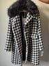 Jessica Simpson Houndstooth Black White Coat Size M - photo 3