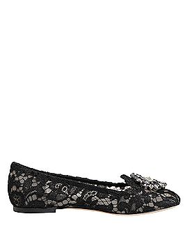 Dolce & Gabbana Basic Black Taormina Lace Crystals Flats Women's Shoes (view 1)