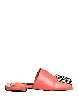 Dolce & Gabbana Basic Orange DG Logo Leather Flats Sandals Women's Shoes (view 1)