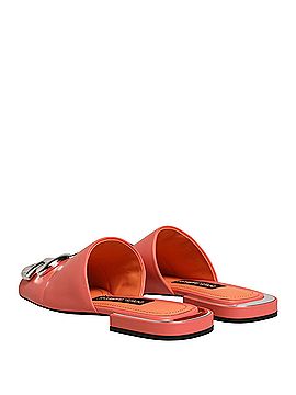 Dolce & Gabbana Basic Orange DG Logo Leather Flats Sandals Women's Shoes (view 2)