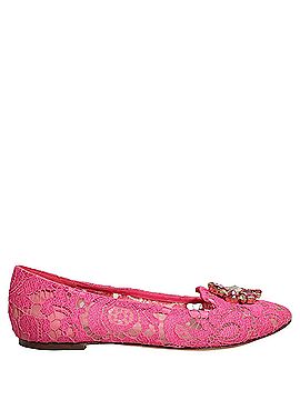 Dolce & Gabbana Basic Pink Taormina Lace Crystals Flats Women's Shoes (view 1)