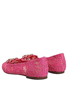 Dolce & Gabbana Basic Pink Taormina Lace Crystals Flats Women's Shoes (view 2)