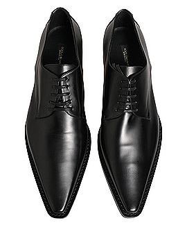 Dolce & Gabbana Basic Black Leather Lace Up Derby Dress Women's Shoes (view 2)