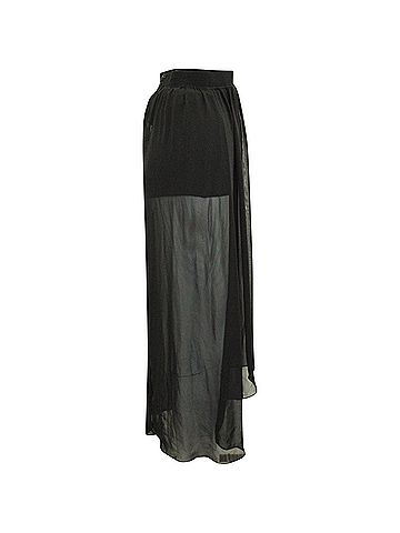Alice + Olivia Alice + Olivia Ruffle Embellishment Sheer Skirt in Black Polyester  (view 2)