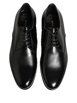 Dolce & Gabbana Basic Black Leather Lace Up Derby Dress Women's Shoes (view 2)