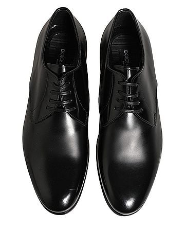 Dolce & Gabbana Basic Black Leather Lace Up Derby Dress Women's Shoes (view 2)