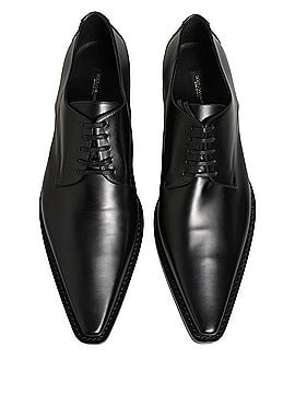 Dolce & Gabbana Basic Black Leather Lace Up Derby Dress Women's Shoes (view 2)