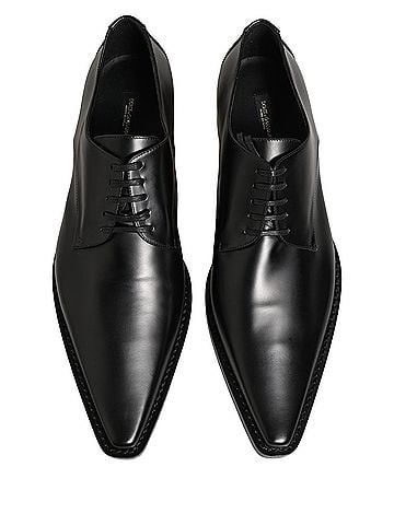 Dolce & Gabbana Basic Black Leather Lace Up Derby Dress Women's Shoes (view 2)