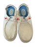 Hey Dude Bow Print White Blue Flats Size 6 - photo 1