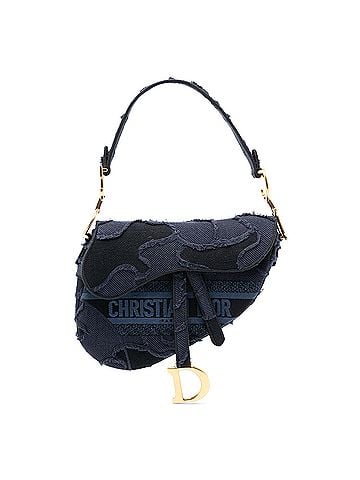 Dior Camouflage Embroidered Canvas Saddle Bag (view 1)