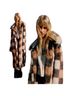 Nasty Gal Inc. 100% Polyester 100% Polyester Checkered-gingham Tan Brown Ivory Coat Size 10 - photo 1