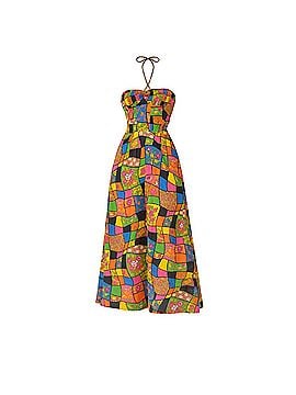 SWF Tie Up Sweetheart Retro Patchwork Cotton Midi Dress Casual Dress (view 1)