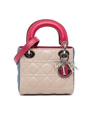 Dior Mini Tricolor Lambskin Cannage Lady Dior (view 1)
