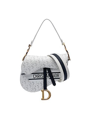 Dior Perforated Oblique Embossed Calfskin Saddle Bag (view 1)
