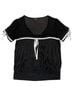Bebe Color Block Black White Short Sleeve Silk Top Size M - photo 6